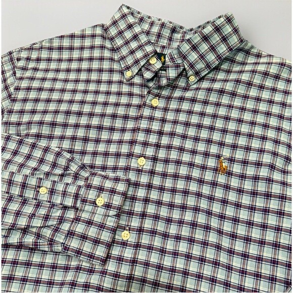 Polo Ralph Lauren Shirt Men’s Large Blue Red Plaid Checks Button Down Pony Logo - Picture 1 of 10